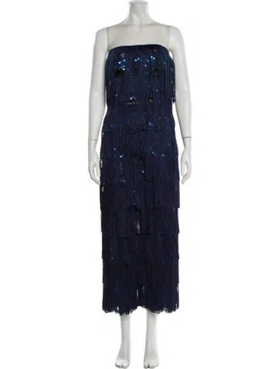 Pre-owned Silvia Tcherassi Strapless Long Dress W/ Tags In Blue