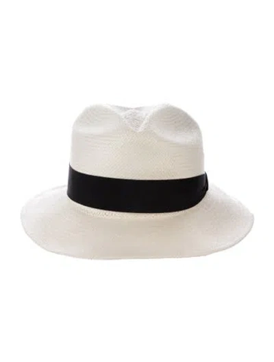 Pre-owned Silvia Tcherassi Straw Roosevelt Hat In Black/neutrals