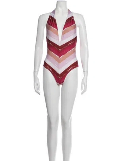 Pre-owned Silvia Tcherassi Striped Beaded Accents Bikini In Red