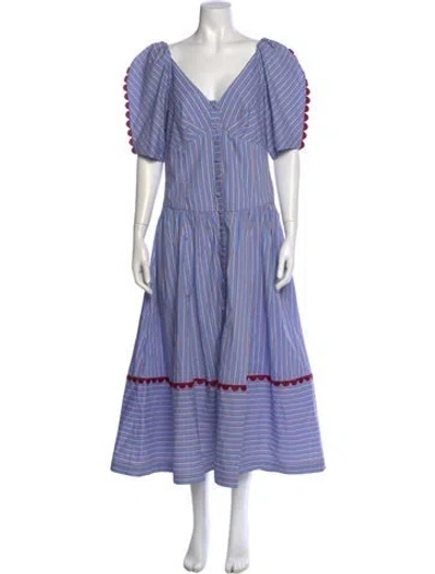 Pre-owned Silvia Tcherassi Striped Knee-length Dress In Blue