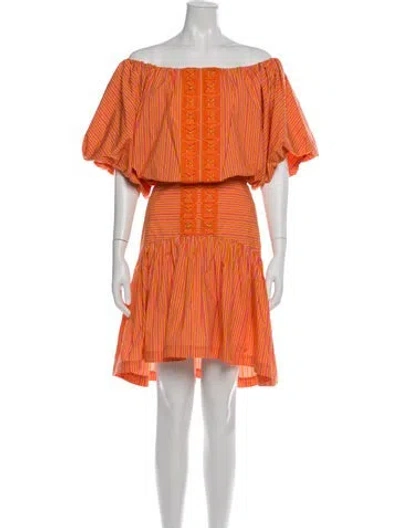 Pre-owned Silvia Tcherassi Striped Knee-length Dress In Orange