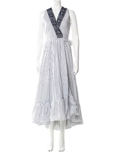 Pre-owned Silvia Tcherassi Striped Long Dress In Blue