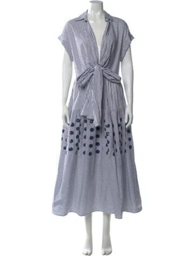 Pre-owned Silvia Tcherassi Striped Long Dress In Blue