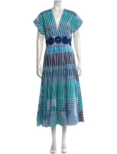 Pre-owned Silvia Tcherassi Striped Long Dress In Blue