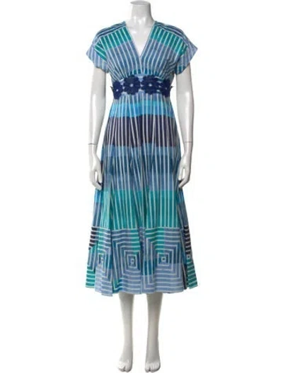 Pre-owned Silvia Tcherassi Striped Long Dress In Blue