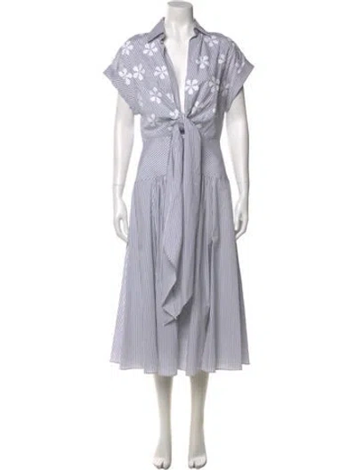 Pre-owned Silvia Tcherassi Striped Long Dress In Gray