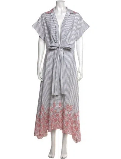 Pre-owned Silvia Tcherassi Striped Long Dress In Grey