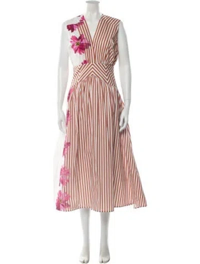 Pre-owned Silvia Tcherassi Striped Long Dress In Neutral