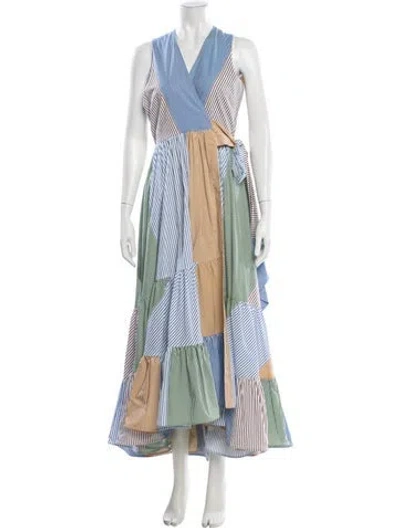Pre-owned Silvia Tcherassi Striped Long Dress In Neutral