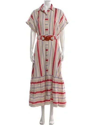 Pre-owned Silvia Tcherassi Striped Long Dress In Neutral
