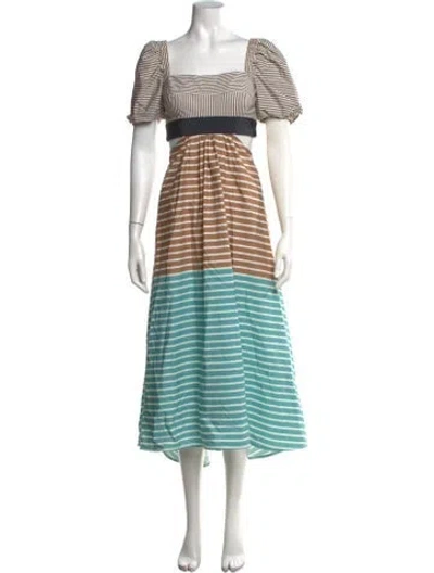 Pre-owned Silvia Tcherassi Striped Long Dress In Neutrals