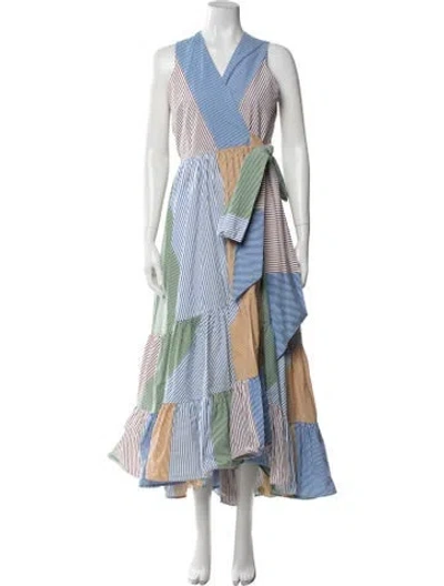 Pre-owned Silvia Tcherassi Striped Long Dress In Neutrals