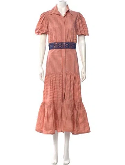 Pre-owned Silvia Tcherassi Striped Long Dress In Orange