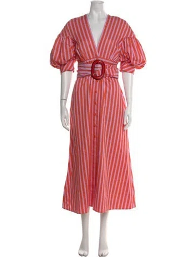 Pre-owned Silvia Tcherassi Striped Long Dress In Orange