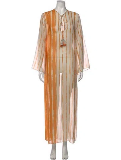 Pre-owned Silvia Tcherassi Striped Long Dress In Orange