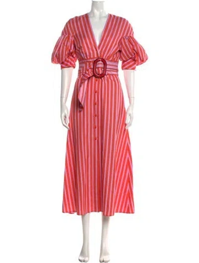 Pre-owned Silvia Tcherassi Striped Long Dress In Orange