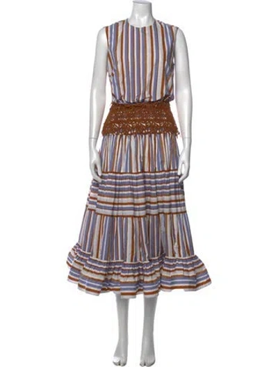 Pre-owned Silvia Tcherassi Striped Long Dress In Purple