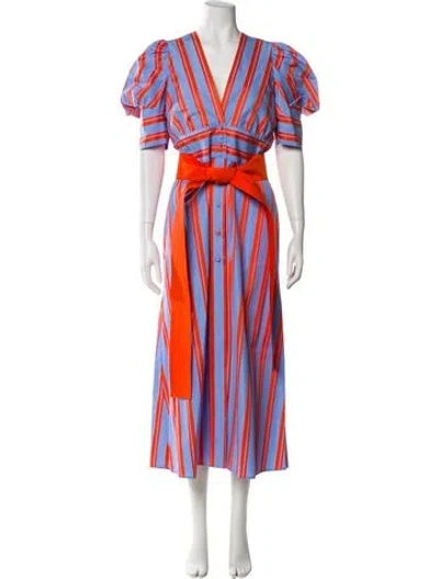 Pre-owned Silvia Tcherassi Striped Long Dress W/ Tags In Blue