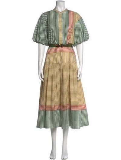 Pre-owned Silvia Tcherassi Striped Long Dress W/ Tags In Green