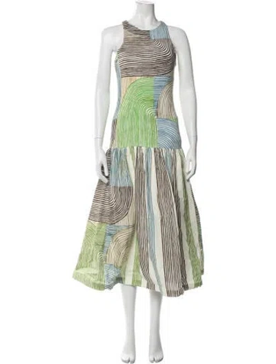 Pre-owned Silvia Tcherassi Striped Long Dress W/ Tags In Green