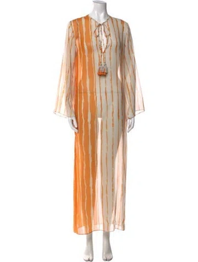 Pre-owned Silvia Tcherassi Striped Long Dress W/ Tags In Orange
