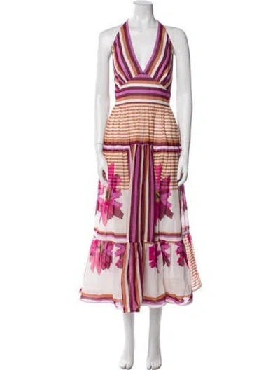 Pre-owned Silvia Tcherassi Striped Long Dress In White