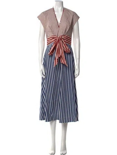 Pre-owned Silvia Tcherassi Striped Long Dress In White