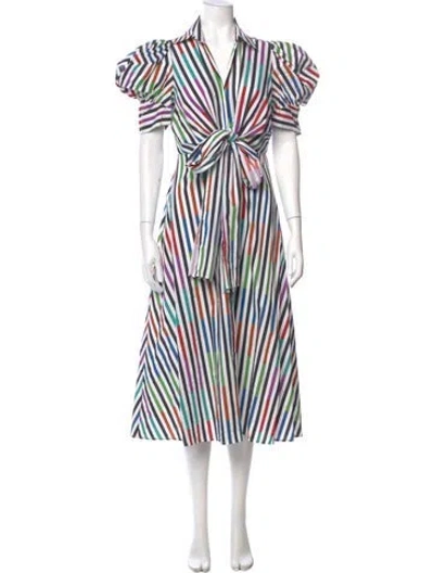 Pre-owned Silvia Tcherassi Striped Long Dress In White