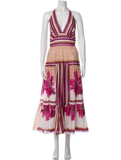 Pre-owned Silvia Tcherassi Striped Long Dress In White