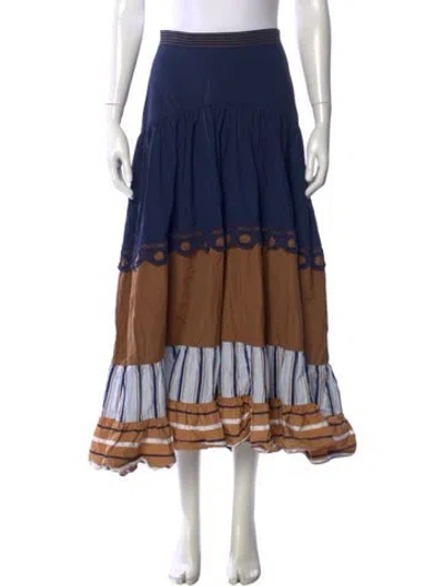 Pre-owned Silvia Tcherassi Striped Long Skirt In Blue
