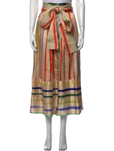 Pre-owned Silvia Tcherassi Striped Long Skirt In Brown
