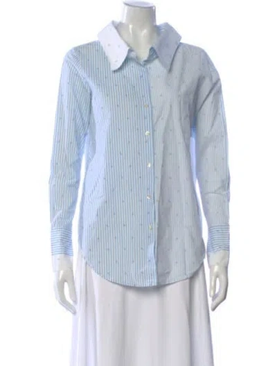 Pre-owned Silvia Tcherassi Striped Long Sleeve Blouse In Blue