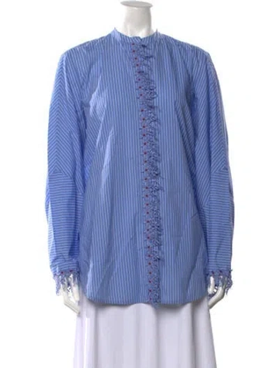 Pre-owned Silvia Tcherassi Striped Long Sleeve Blouse In Blue