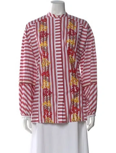 Pre-owned Silvia Tcherassi Striped Long Sleeve Blouse In Red