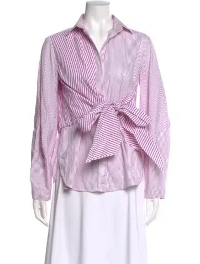 Pre-owned Silvia Tcherassi Striped Long Sleeve Button-up Top In Purple