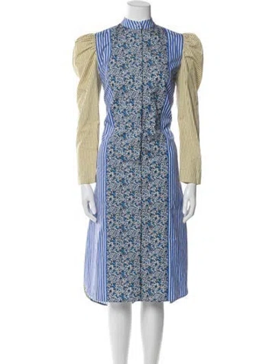 Pre-owned Silvia Tcherassi Striped Midi Length Dress In Blue