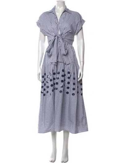 Pre-owned Silvia Tcherassi Striped Midi Length Dress In Blue