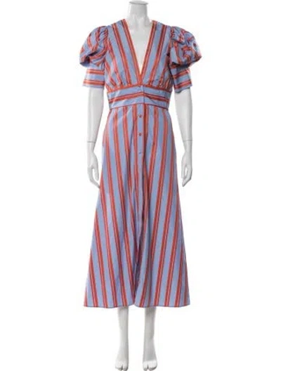 Pre-owned Silvia Tcherassi Striped Midi Length Dress In Blue