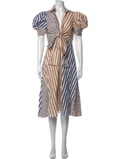 Pre-owned Silvia Tcherassi Striped Midi Length Dress In Blue