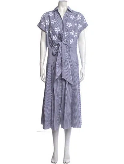 Pre-owned Silvia Tcherassi Striped Midi Length Dress In Blue