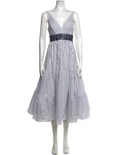 Pre-owned Silvia Tcherassi Striped Midi Length Dress In Blue/white