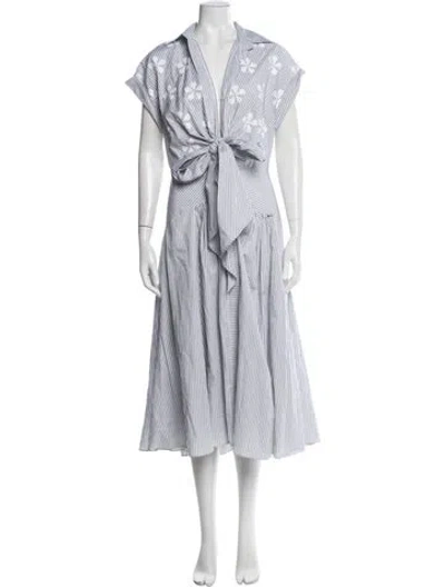 Pre-owned Silvia Tcherassi Striped Midi Length Dress In Grey