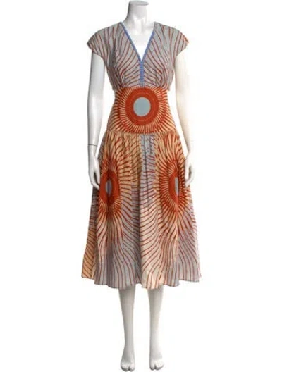 Pre-owned Silvia Tcherassi Striped Midi Length Dress In Orange