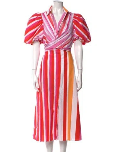 Pre-owned Silvia Tcherassi Striped Midi Length Dress In Pink