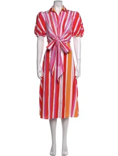 Pre-owned Silvia Tcherassi Striped Midi Length Dress In Pink