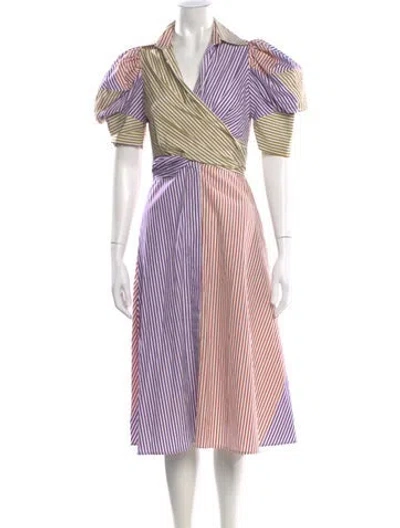 Pre-owned Silvia Tcherassi Striped Midi Length Dress In Purple