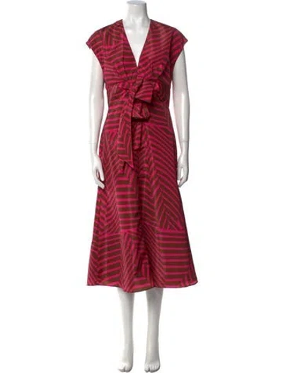 Pre-owned Silvia Tcherassi Striped Midi Length Dress In Red