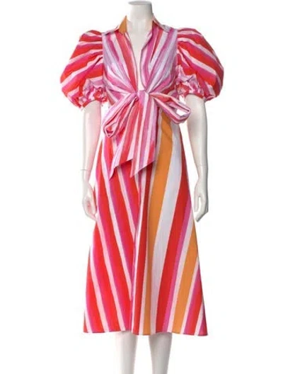 Pre-owned Silvia Tcherassi Striped Midi Length Dress W/ Tags In Pink
