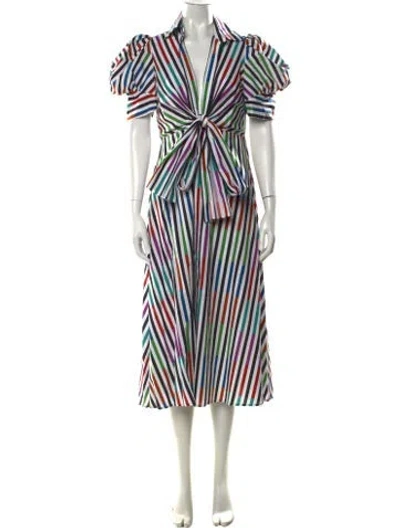 Pre-owned Silvia Tcherassi Striped Midi Length Dress W/ Tags In White