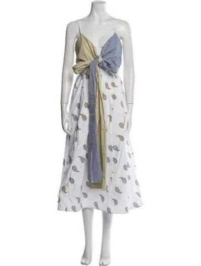 Pre-owned Silvia Tcherassi Striped Midi Length Dress In White